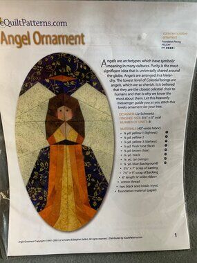 Quilt Patterns Angel Ornament Pattern by Liz Schwartz Quilting Sewing